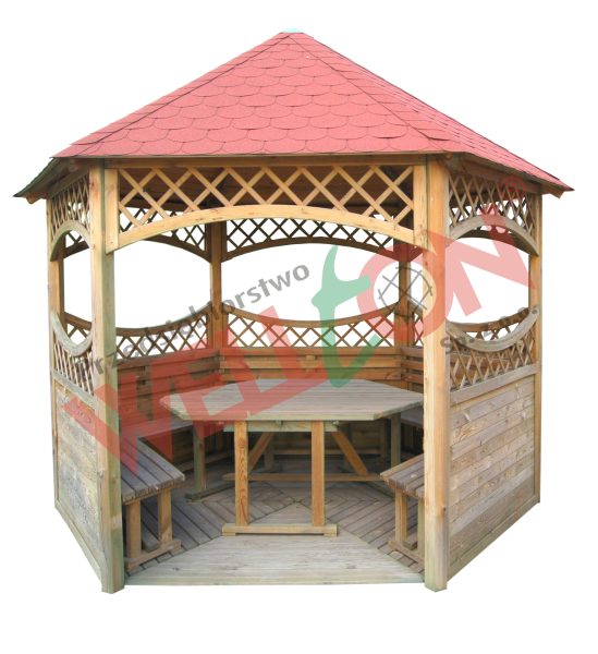 Altana 6-kątna z podłoga i meblami