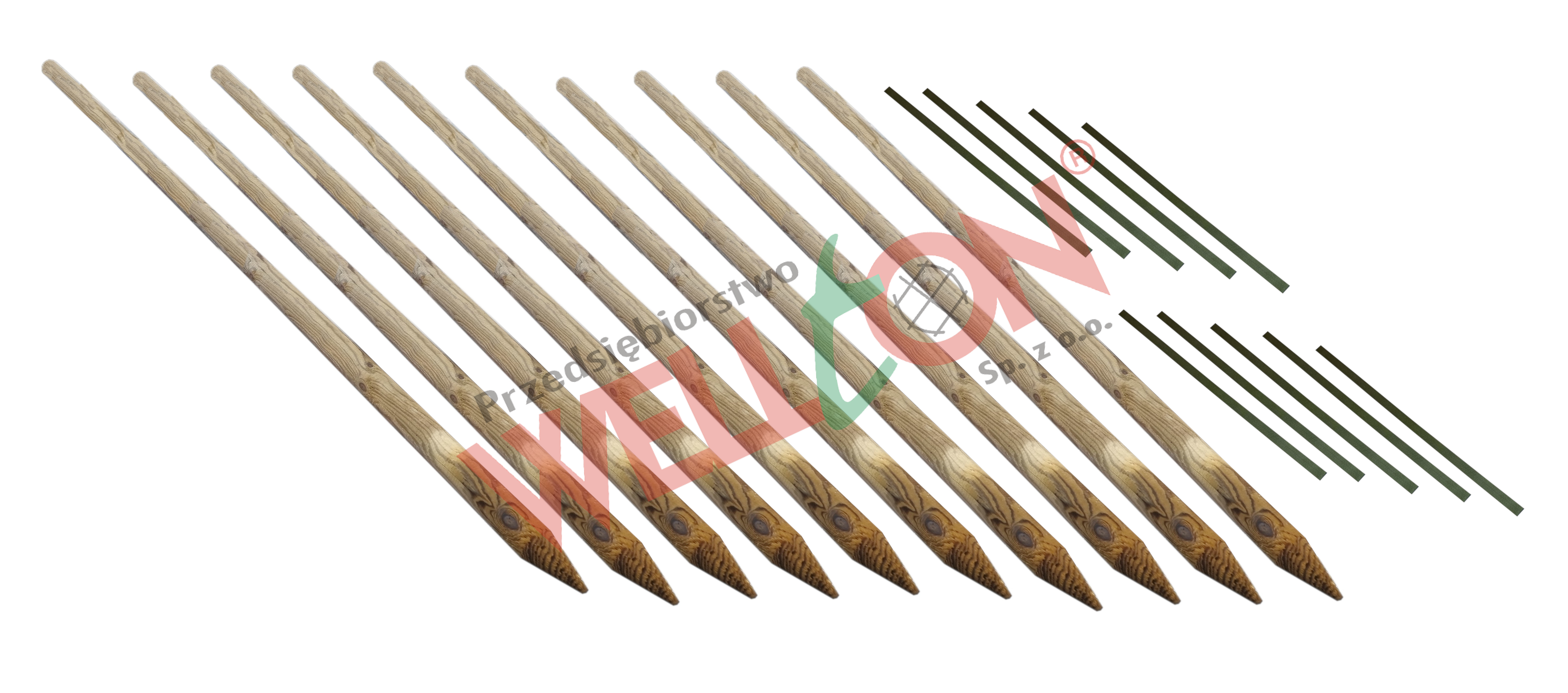 Palik do drzewek 4x200cm z taśmą 10 szt. ZESTAW