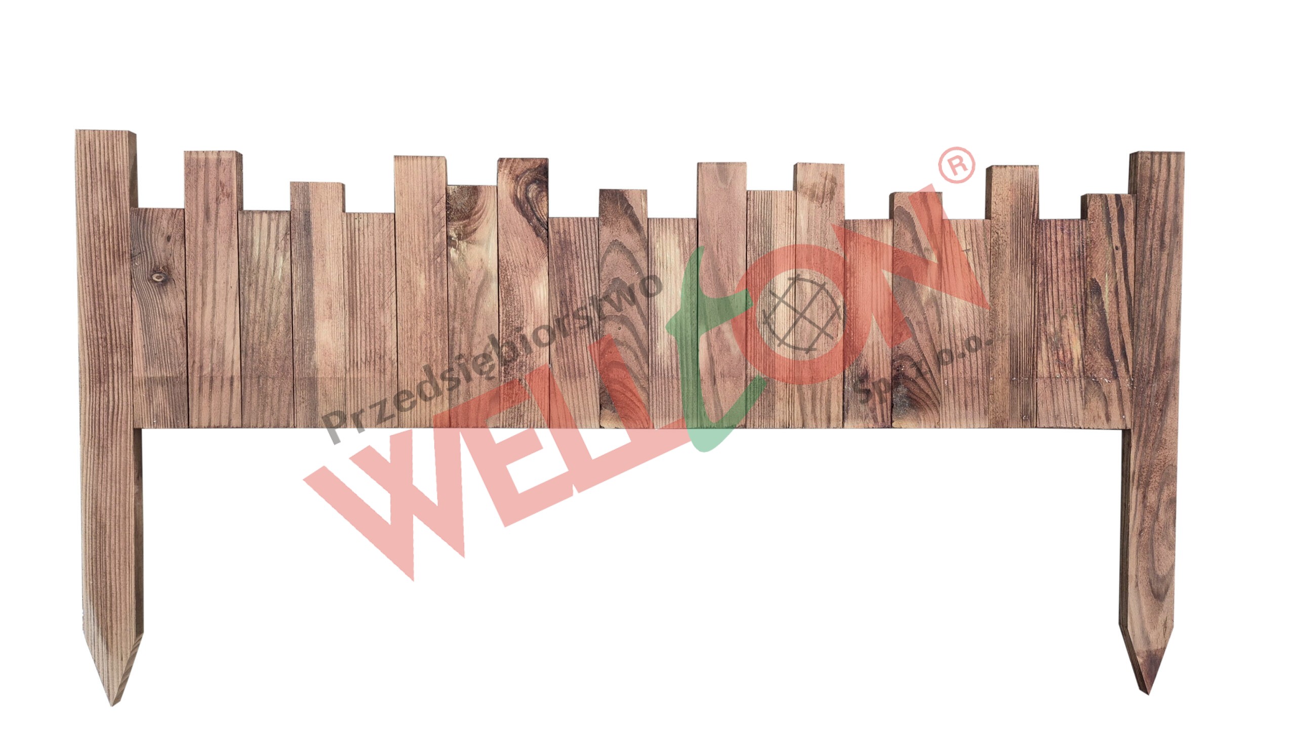 Płotek wbijany deskowy brąz 77×20 cm